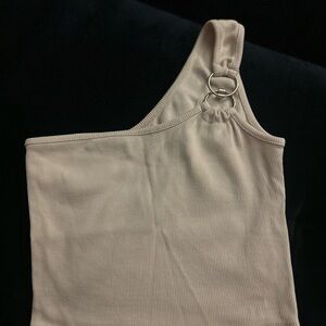 One-Shoulder Cream Top with Ring Detail